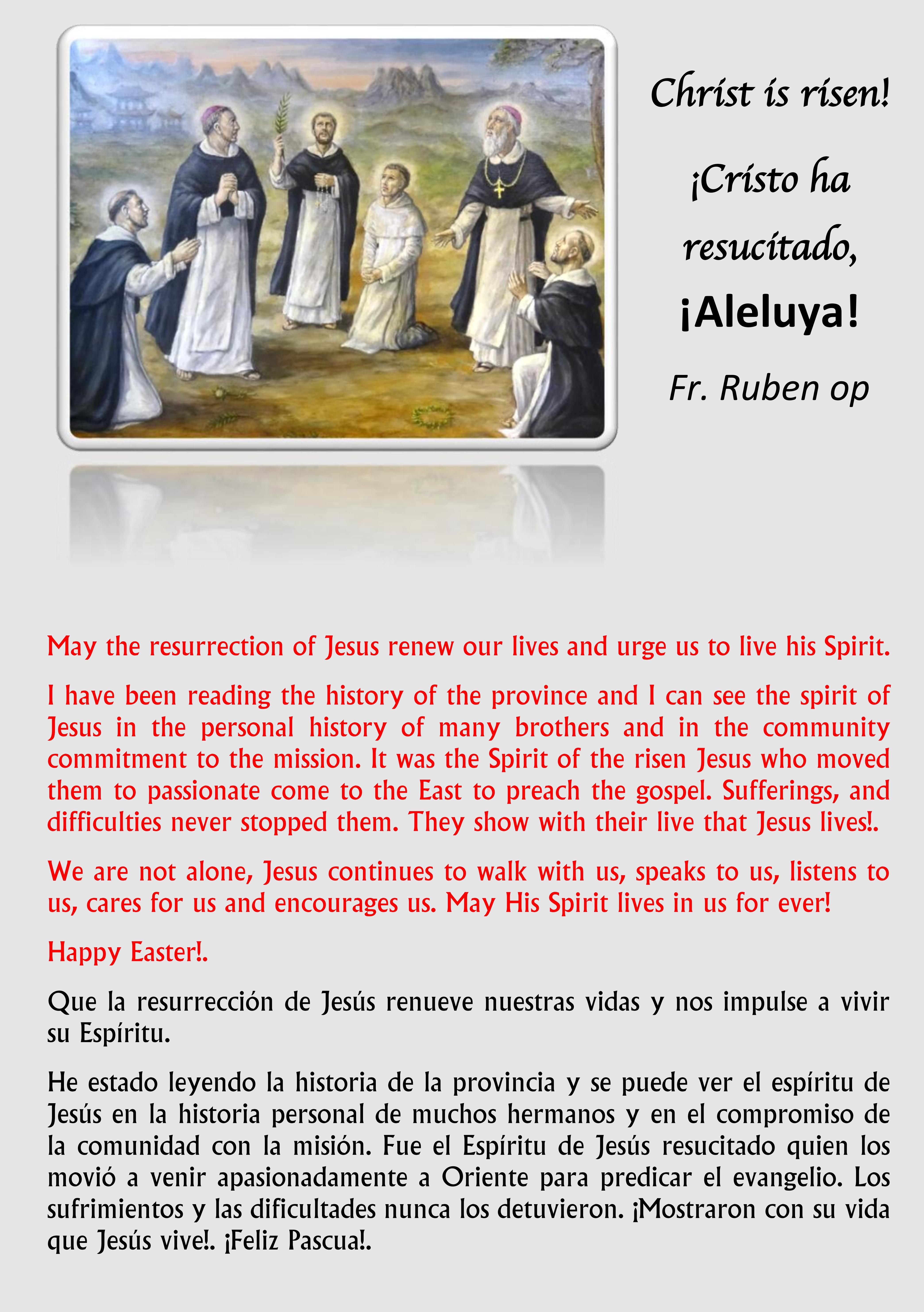 Easter greeting from the Fr. Provincial